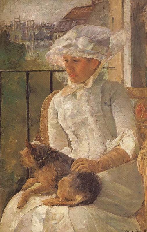 Mary Cassatt Susan hoding the dog in balcony